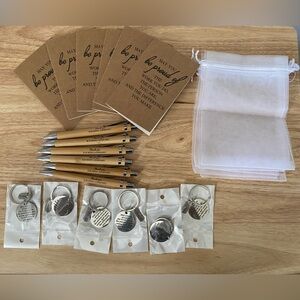 Inspirational Gift Set - Notebooks, Wood Pens & Silver Keychains with gift bag